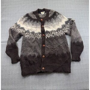 Rainbow Crafts Cardigan Sweater Womens Multicolor Fair Isle Knit Button Front